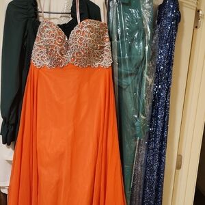 Elegant Orange Embellished Dress
